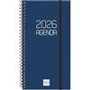 Finocam - Agenda Spirale 2026 Settimana Vista Orizzontale | Gennaio - Dicembre (12 mesi) | Agenda annuale 2026 con gomma | Coperchio in polipropilene a spirale Opaque - Blu - Catalano