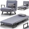 Shally Dogan Poltrona Letto Reclinabile Chaise Lounge e Seduta Imbottita Convertibile Grigio