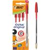 Bic Penna a sfera con cappuccio ecologica Bic Cristal rossa - punta 1 mm - fusto trasparente (conf. 4)