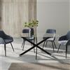 Parama Tavolo rettangolare 160x90cm top in vetro temperato trasparente 10mm e gambe incrociate in acciaio nero | Harald