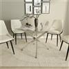 Parama Tavolo rotondo Ø120cm top in vetro temperato trasparente 8mm e gambe incrociate in acciaio cromato | Leif