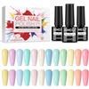 AIMEILI Kit Semipermanente Unghie Pastello 12 Colori Smalto Semipermanente Unghie UV LED Soak Off Smalti Gel Colorati Nail Art 5ml Kit 12-37