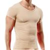 QiaTi Maglietta intima da uomo a maniche corte, scollo rotondo, slim fit, body shaper intimo per uomo, beige., M