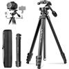 Victiv Treppiede Fotocamera in Alluminio 51-170cm, Cavalletto per Fotografico e Smartphone con Supporto Telefonico, Compatibile Sony Canon Nikon, Tripod Portatile da Viaggio Carico 10kg