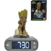 Lexibook, Marvel Guardiani della Galassia, Sveglia notturna Groot, suoni e melodie, schermo LCD retroilluminato, illuminato, Snooze, grigio/marrone, RL800GGLXB