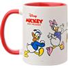 Widdop and Co. - Disney Mickey and Friends Tazza (325 ml) rosso/bianco | Topolino e Minnie, Paperino e Paperina + bicchiere Plutone, licenza ufficiale Disney