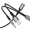 J&D Cavo USB-C to 3,5 mm per Auto, Cavo Jack 3,5 mm TRS 2 in 1 per Auto con Cavo di Ricarica, Supporta la Ricarica PD 60W, Compatibile con un'Ampia Gamma di Telefoni Cellulari, Grigio, 1,2 m