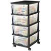 VEVOR Carrello Portaoggetti in Plastica con 4 Cassetti, Torre Portaoggetti su Ruote, Scatola Mobile a 4 Livelli, Contenitore Trasparente per Forniture di Ufficio, Aule, Laboratori Artigianali