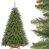 FairyTrees Albero di Natale artificiale FairyTrees 220cm Abete Rosso/Peccio naturale con supporto in legno | Abete di Natale artificiale con tronco verde | Facile da Montare | Prodotto in EU