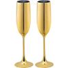 Boland - Bicchiere da champagne in plastica oro, flute da 125 ml, elegante e riutilizzabile per party o feste in giardino (Confezione da 2)
