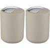 Wenko Portarifiuti con coperchio basculante Brasil S taupe - infrangibile Capacità: 2 l, TPE, 14 x 21 x 14 cm, Tortora (Confezione da 2)