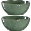 LEONARDO HOME 018585 MATERA - Set di 2 ciotole in ceramica, 23,5 cm, colore: Verde