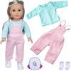 Carreuty 4 abiti per bambole da 14 16 17 pollici, abbigliamento per bambole da 36 a 43 cm, include 1 manica lunga, 1 paio di salopette in corda, 1 paio di calzini, 1 zaino da sirena, regalo di compleanno