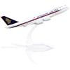 QIYUMOKE 747 Singapore Kit Modello aereo in Metallo 1/400 Boeing 747 Modello di Aeroplano Pressofuso con Supporto (6 pollici) Appassionati di Aviazione