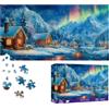 Bimkole Aurora Invernale Puzzle per Adulti 1000 Pezzi, Casa Di Neve Puzzle Di Carta Da 1000 Pezzi - Divertente E Stimolante Puzzle Decorativo per La Famiglia, Ottima Idea Regalo, 80 X 41 cm