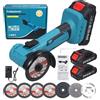 Mulcort Smerigliatrice angolare senza spazzole 19000 giri/min, 2 batterie da 2000 mAh, con 7 dischi abrasivi per decorazione interna, scanalature per pannelli a parete e taglio a pavimento