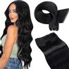 LaaVoo 60cm Extension Capelli Veri Tessitura Nero Jet 120g, Matassa Leggera Remy, Leggeri e Lunghezza, per Uso Quotidiano #1