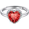 ChicSilver Anelli Donna Argento 925 Regolabili, Anello Donna Rosso Rubino Pietra Portafortuna Luglio, Anelli Cuore Regolabile Confezione Regalo