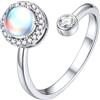 ChicSilver Anello Donna con Pietra di luna - Girevole Antistress in Argento 925 - Anello Donna Aperto Regolabile
