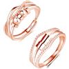 Josfeva Set di 2 anelli antistress, in argento sterling 925, in argento sterling 925, apribile, regolabile, con perle, unisex, per ansia, Argento sterling, Nessuna pietra preziosa