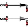 CM Crareesi Mania Piercing per capezzolo a forma di pugnale, 14 G, in acciaio chirurgico 316L, con gemma rossa, 13mm, Zirconia cubica