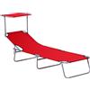 Outsunny Sdraio da Giardino Pieghevole con Tettuccio Regolabile e Schienale Reclinabile a 4 Livelli, Rosso
