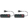 Vimar 0R00637.CC Presa multipla con interruttore automatico di protezione e cavo da 1,5 m, 3 uscite SICURY universale standard italiano, spina 10 A standard italiano, nero (Confezione da 2)