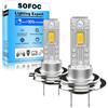 SOFOC H7 Lampadina LED Fendinebbia PX26D Fari 12V 24V 12-24V DC Compatibled 4000LM 300% Più Luminoso Giallo 3000K Anabbaglianti/Abbaglianti Ricambio 2Pcs