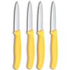 Victorinox Swiss Classic Coltello per verdure e spelucchini, per frutta e verdura, Extra affilato, dritto e seghettato, Acciaio inox, Giallo (Confezione da 2)