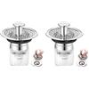 Blendura Tappo Lavandino Bagno, 32-42mm Universale Pop Up Filtro Lavandino Bagno Tappi Lavandino, Tappo Bidet Tappo di Scarico Lavandino con Filtro per Vasca da Bagno, Cucina, Lavabo (Confezione da 2)