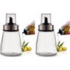 PARENCE.- Flacone per olio da 200 ml con tappo versatore - Dosatore in vetro e acciaio inox - Contenitore per olio, aceto, salsa - 6,5x6,5x12,5 cm - Versamento preciso e senza gocciolamento