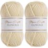 Utopia Crafts 100% lana vergine 50 g (crema bianco) (Confezione da 2)