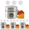 PARENCE.- Distributore di Spezie in Acciaio Inox - Barattolo Multifunzione con Diversi Fori per Sale, Pepe, Curry, Erba Cipollina - 6 x 5 x 5 cm (Confezione da 4)