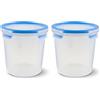 Emsa 508553 rotonda contenitore di alimento con coperchio, 2,0 litri, trasparente/blu, Clip & Chiudi (Confezione da 2)