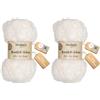 Halbach Seidenbänder Morbida lana da lavorare a maglia, gomitolo da 50 g, larghezza: 1 cm, filato di pelliccia sintetica per fai da te, colore: bianco naturale (Confezione da 2)