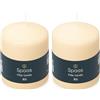 Spaas - Candela a colonna senza profumo, 80/100 mm, 40 ore, colore: Avorio (Confezione da 2)