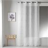 HomeMaison 09367 - 8-al Etamine Voile Ricamata con Occhielli Rotondi 140 x 260 cm, Blanc/Argent (66), 140 X 260