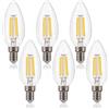 FLSNT Dimmerabile Lampadine E14 LED Candela, E14 Lampadine LED Filamento per Lampadario, C35 Stile Vintage, 5.5W Equivalenti a 40W, Bianco caldo 2700K, 550 Lumen, Confezione da 6