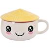 Elbenwald Tazza Kawaii con Coperchio - Capacità 450 ml, Altezza 9 cm (con Coperchio) - in Ceramica Bianca per Fan di Anime