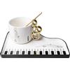 GBKDQQ Musical Note Tazza da caffè in ceramica con piattino e cucchiaio: 200 ml per pianoforte creativo, tazza da caffè con nota musicale, tazza da tè stampata, tazza da caffè per amore della musica, regalo