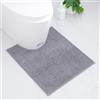 Homaxy - Tappeto da bagno in ciniglia, antiscivolo, morbido, con intaglio per WC, 50 x 60 cm, assorbente, tappetino da bagno per WC a pavimento, lavabile, grigio chiaro