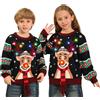 Kouric Maglione Natalizio Bambino con Luci, Maglioni Natalizi Bambini Divertenti, Girocollo Maglioncino Natalizio Famiglia Led Ugly Christmas Sweater,Brutti Maglioni di Natale per Bimbo/Bimba/Ragazza/Ragazzo
