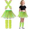 AffeGifts Costumi Accessori Anni 80 Vestiti, Scaldamuscoli Bambin Ragazze Neon Leg Warmers Reti da Pesca Guanti e Fancy Dress Tutu per Gli Anni '80 Festa A Tema Festa Discoteca Costume Carnevale