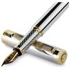 Scriveiner Penna stilografica qualità premium - Penna stilografica mozzafiato con finitura in Placcato in Vero Oro, Placcato in Vero Oro Penninoi (medio), argento cromato