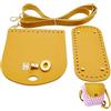 CALFOVERA 3 pz Kit per Uncinetto con Base per Borsa in Pelle PU Ovale con Patta Superiore Tracolla Lunga Regolabile Accessori Fai da Te Borsa Zaino A Tracolla Sostituzione (Giallo)
