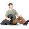 Carracci Statuetta di uomo con cane nero, regalo di ricordo dell'amicizia di ragazzo e cane, un caro tributo all'amore incondizionato degli animali domestici