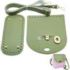 CALFOVERA 3 pz Kit per Realizzare La Base di Una Borsa all'Uncinetto con Fondo Ovale in Pelle PU con Patta Superiore Tracolla Regolabile Accessori Fai da Te per Lavorare A Maglia Una(Verde)