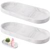 Dhisperares 2 Pezzi Vassoio da Bagno, 25×11×2 cm Vassoi Portaoggetti, Vassoio Decorativo Ovale in Silicone, Vassoi Decorativi, Vassoio Portaoggetti Bianco per Bagno, Comò, Cucina e Altri Piani di Lavoro