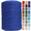 GOHOF Cordoncino in cotone macramè, 3 mm, 450 m, colore naturale, per macramè, morbida corda in cotone per appendere piante da parete acchiappasogni (blu scuro)