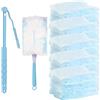 Yoodriy 52 Pezzi Ricariche Duster, Compatibile con Swiffer & Altri Piumini, Panni in Microfibra, 50 Panni, 2 Manici, per Pulire Polvere, Peli di Animali e Sporco (Blu)